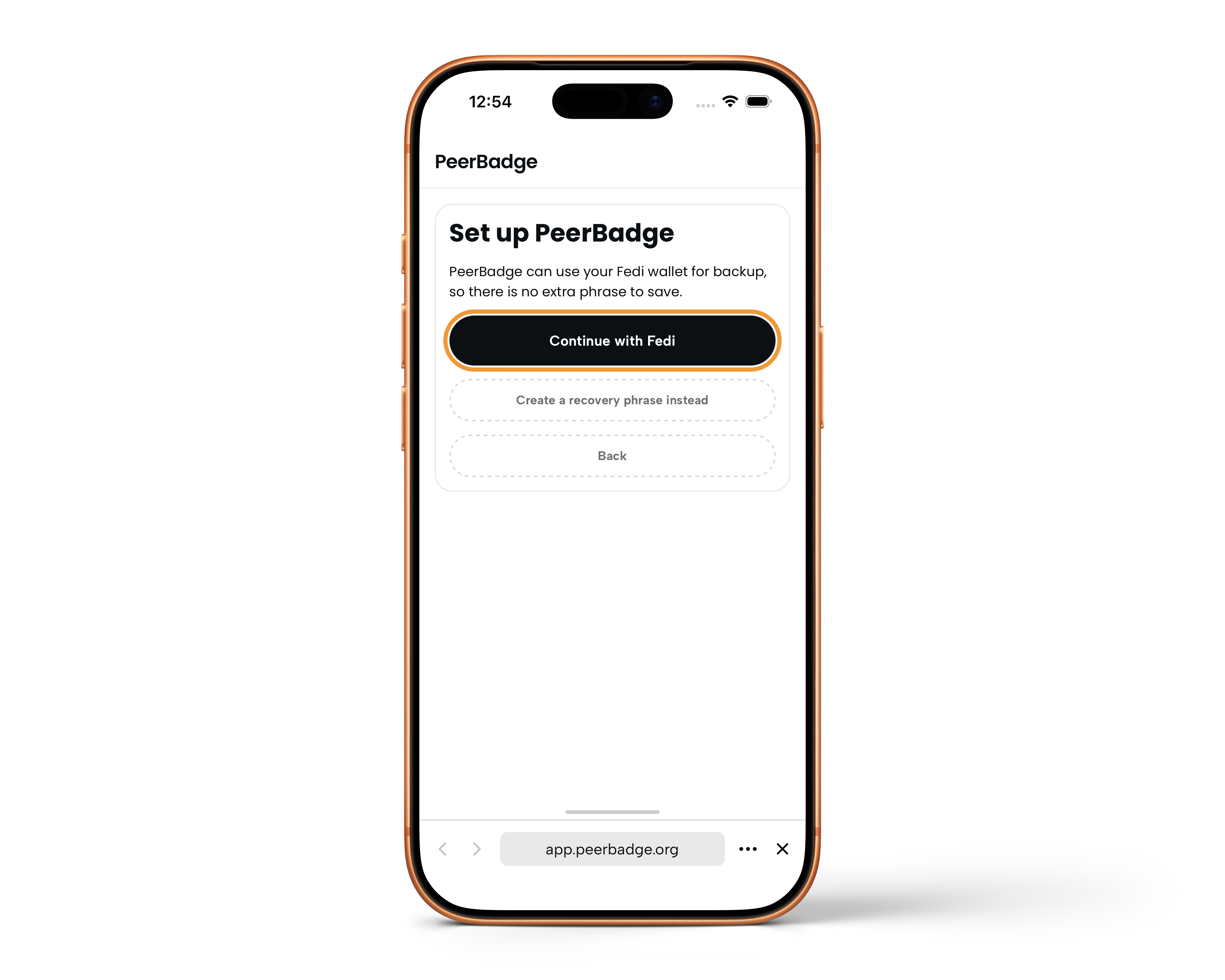 PeerBadge ID Creation - Step 1 - Continue with Fedi.png